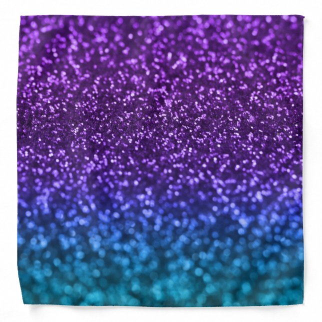 Purple Teal Blue Ombre Glitter Bokeh Bandana (Front)