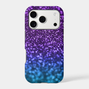 Purple Teal Blue Ombre Glitter Bokeh iPhone 17 Pro Case