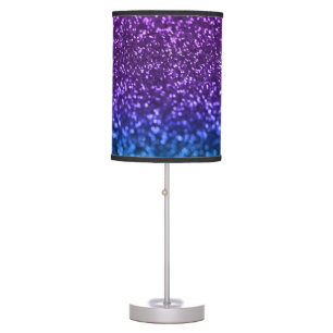 Purple Teal Blue Ombre Glitter Bokeh Table Lamp