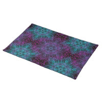 Purple Teal Blue Snowflake Mandala Cloth Placemat