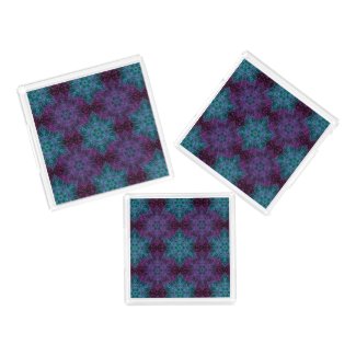 Purple Teal Blue Snowflake Mandala Cosmetic Tray