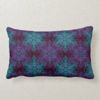 Purple Teal Blue Snowflake Mandala Home Decor Lumbar Pillow
