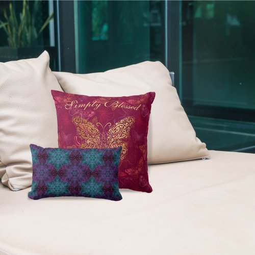 Purple Teal Blue Snowflake Mandala Home Decor Lumbar Pillow