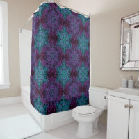 Purple Teal Blue Snowflake Mandala Shower Curtain