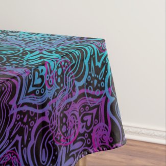 Purple Teal Blue Snowflake Mandala  Tablecloth