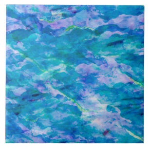 Purple Teal Blue Watercolor Texture Pattern Ceramic Tile