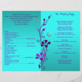 Purple Teal Butterfly Floral Wedding Program (Back)