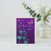 Purple, Teal Butterfly Floral Wishing Well Card (Standing Front)