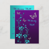 Purple, Teal Butterfly Floral Wishing Well Card (Front/Back)