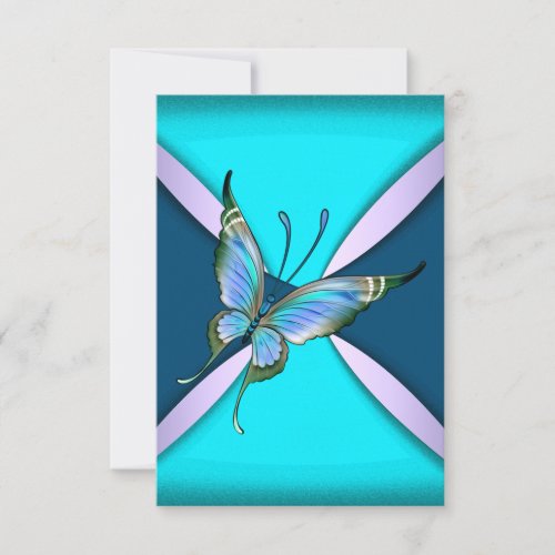 Purple Teal Butterfly RSVP Save the Date