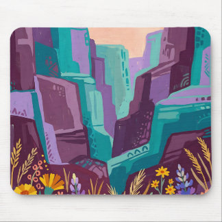 Purple Teal Canyon Rock Formation Mousepad