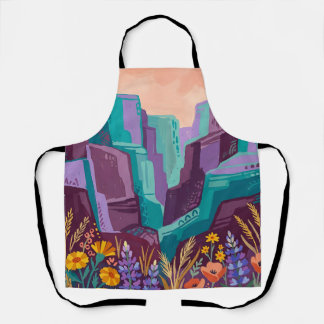 Purple Teal Canyon Wildflower Apron