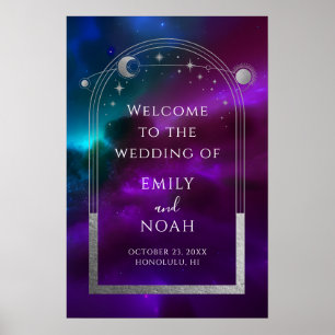 Purple Teal Celestial Wedding Welcome Poster