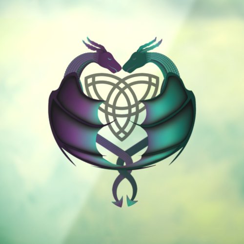 Purple  Teal Celtic Dragons Window Cling