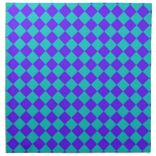 Purple Teal Checker Diamond Pattern Cloth Napkin
