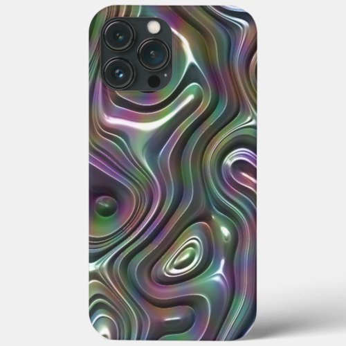 Purple Teal Cool Faux Shiny 3D Retro Waves Pattern iPhone 13 Pro Max Case