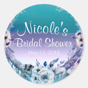 Purple & Teal Dream Catcher Boho Chic Party Favor Classic Round Sticker