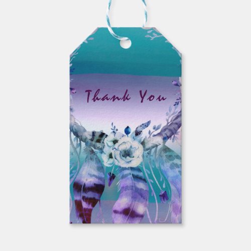 Purple  Teal Dream Catcher Boho Chic Party Favor Gift Tags