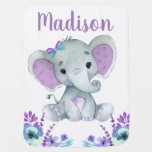Purple Teal Elephant Baby Blankets Floral at Zazzle
