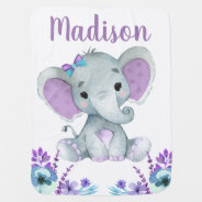 Purple Teal Elephant Baby Blankets Floral at Zazzle
