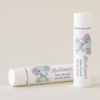 Purple Teal Elephant Baby shower lip balm for girl