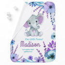 Purple Teal Elephant Blanket with Name Purple Teal Elephant Blanket with Name