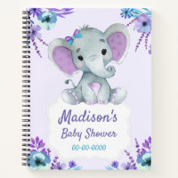 Purple  Teal Elephant Hues Book Baby Shower Rustic
