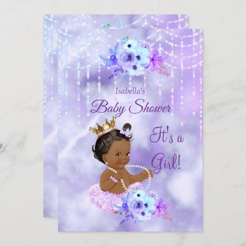 Purple Teal floral Girl Baby Shower Ethnic Invitation