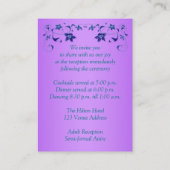Purple Teal Floral Hearts Reception Enclosure Card (Back)