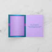 Purple, Teal Floral, Hearts Thank You Card (Inside)