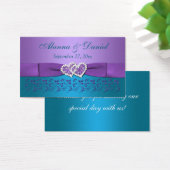 Purple, Teal Floral, Hearts Wedding Favor Tag (Desk)