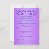 Purple, Teal Floral Hearts Wedding RSVP Invitation (Back)
