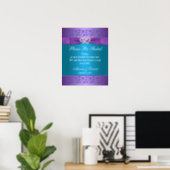 Purple, Teal Floral Hearts Wedding Sign/Poster Poster (Home Office)