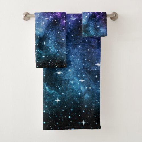 Purple Teal Galaxy Nebula Dream 1 Bath Towel Set