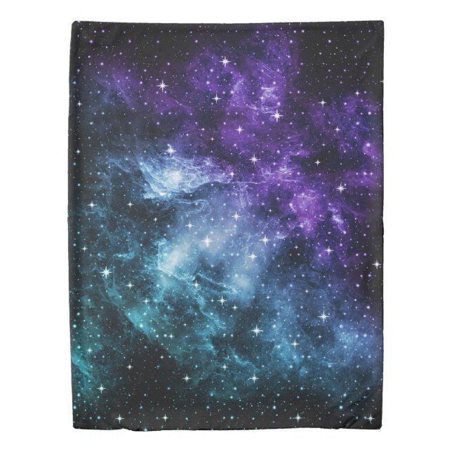 Purple Teal Galaxy Nebula Dream #1 Duvet Cover (Front)