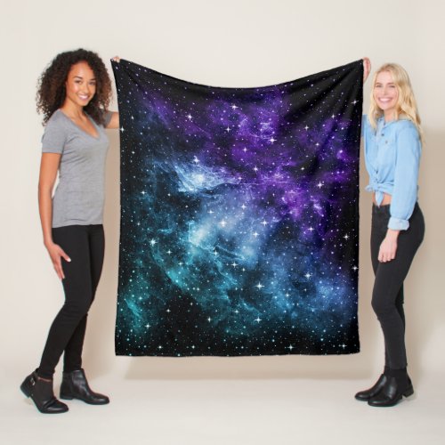 Purple Teal Galaxy Nebula Dream 1 Fleece Blanket