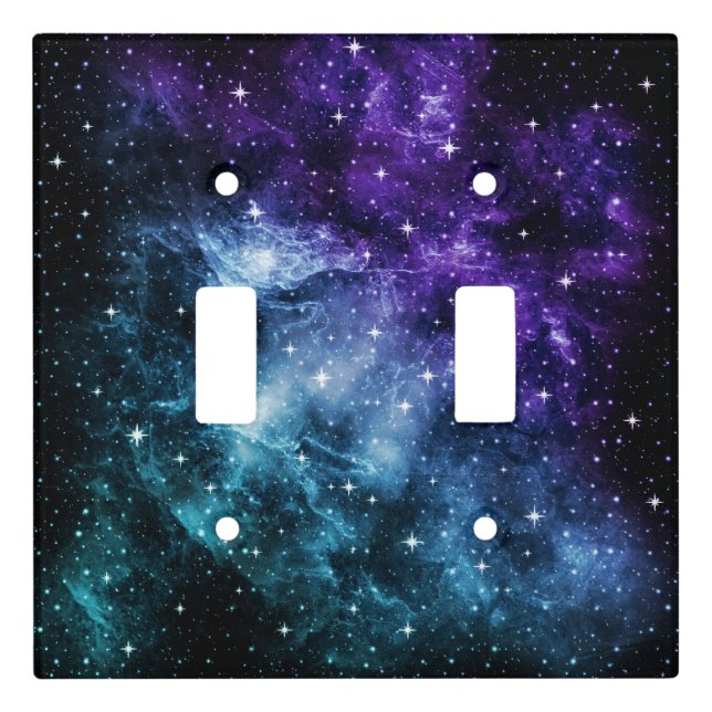 Purple Teal Galaxy Nebula Dream #1 Light Switch Cover (Front)