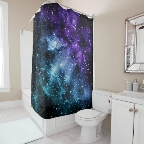 Purple Teal Galaxy Nebula Dream 1 Shower Curtain
