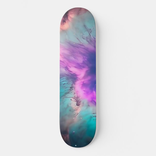 Purple Teal Galaxy Nebula Dream #1 Skateboard (Front)