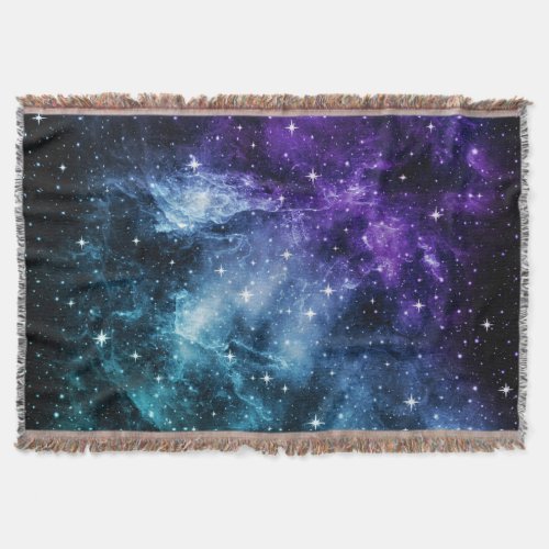 Purple Teal Galaxy Nebula Dream 1 Throw Blanket