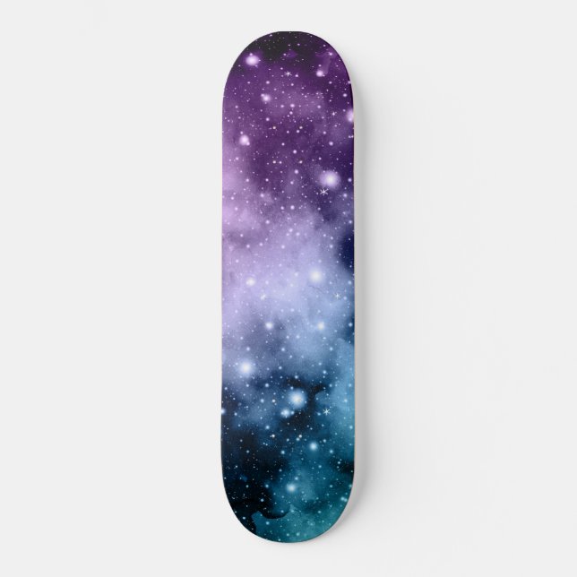 Purple Teal Galaxy Nebula Dream #2 Skateboard (Front)