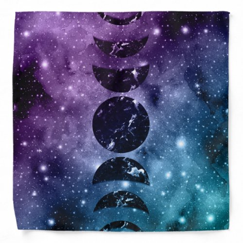 Purple Teal Galaxy Nebula Dream Moon Phases 1 Bandana