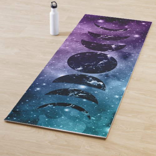 Purple Teal Galaxy Nebula Dream Moon Phases 1 Yoga Mat