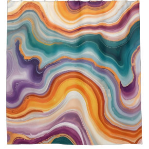 Purple, Teal & Gold Agate Shower Curtain