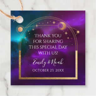 Purple Teal Gold Celestial Wedding Thank You Favor Tags