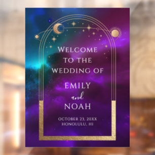 Purple Teal Gold Celestial Wedding Welcome Window Cling