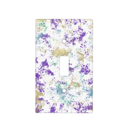 Purple Teal Gold Grunge Splash Abstract Art Light Switch Cover