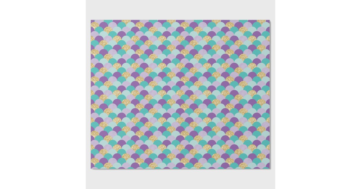 Purple Teal Gold Mermaid Scales Wrapping Paper | Zazzle