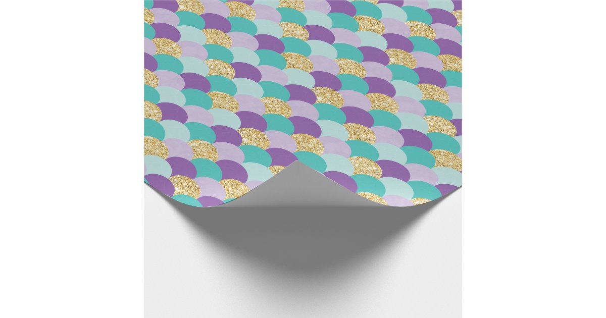 Purple Teal Gold Mermaid Scales Wrapping Paper Zazzle