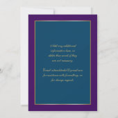 Purple Teal Gold Ornate Scrolls Wedding Invite (Back)
